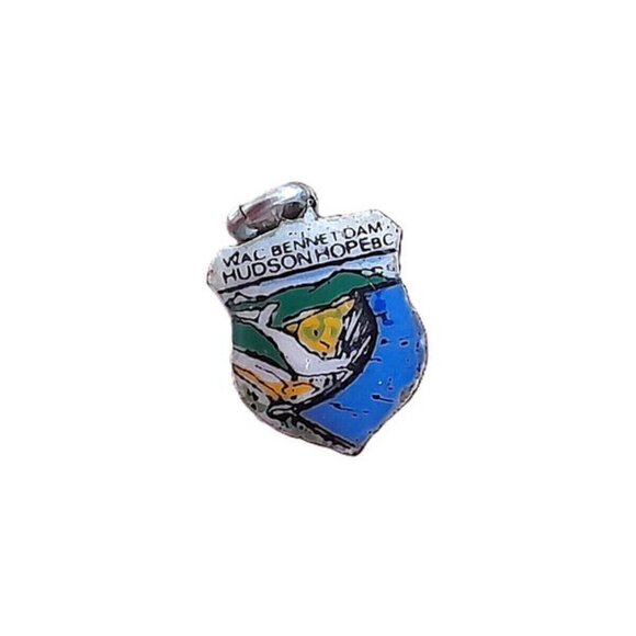 Vintage Charm W.A.C Bennet Dam Enamel Hudson Hope B.C. Souvenir - Picture 1 of 14